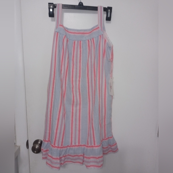 Vineyard Vines Abacos striped lined summer dress w Pockets ruffled hem girls lg